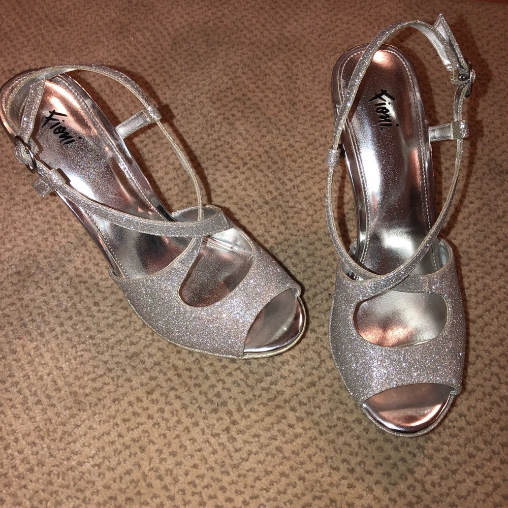 Silver sparkly high heels